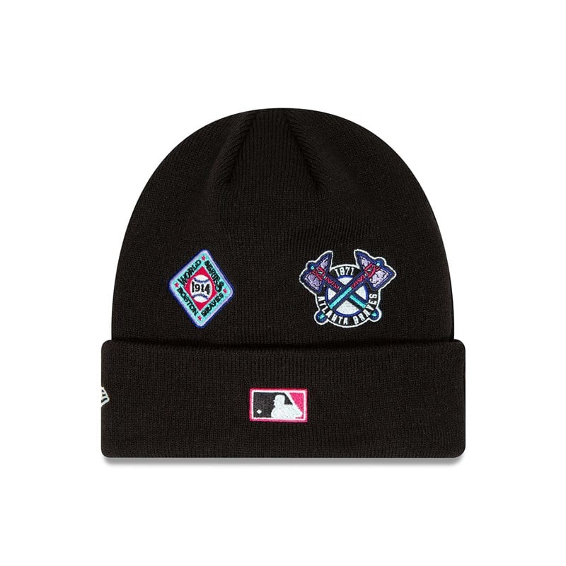 Black New Era Atlanta Braves Polar Lights Beanie Hat Knit | NJWU02196