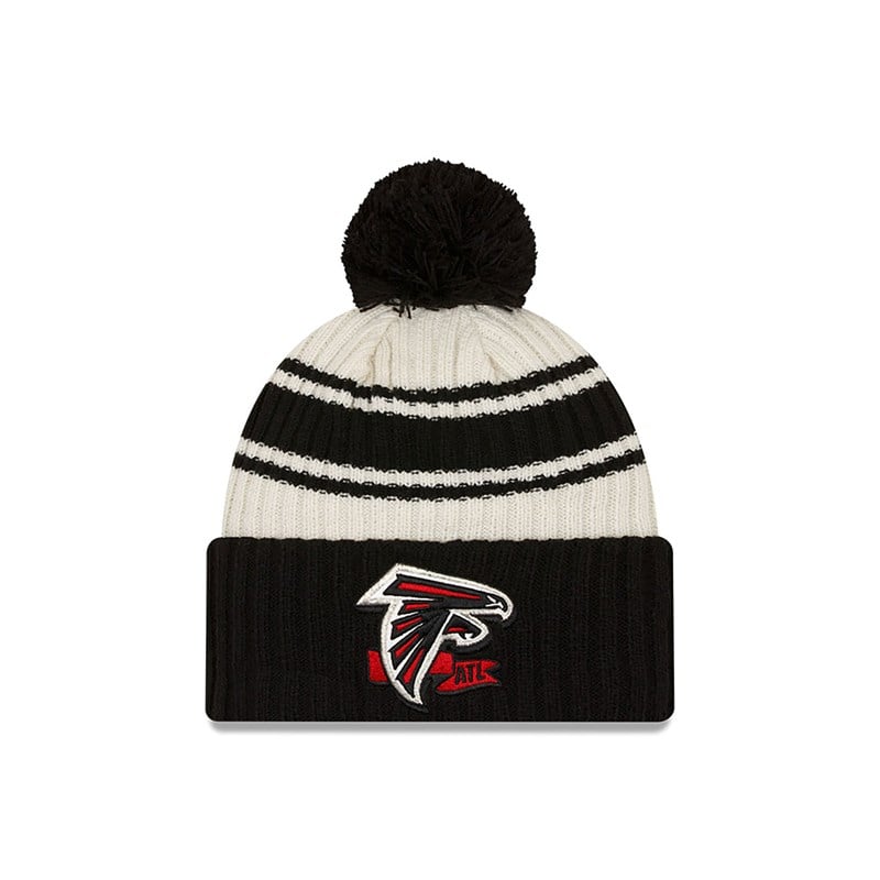 Black New Era Atlanta Falcons NFL Sideline Beanie Hat Knit | OVLE13607