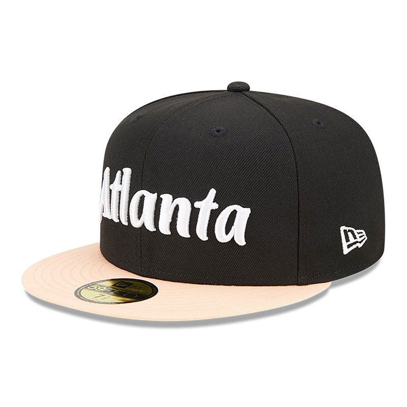 Black New Era Atlanta Hawks Authentics City Edition Fitted Cap 59fifty | BJNM45280