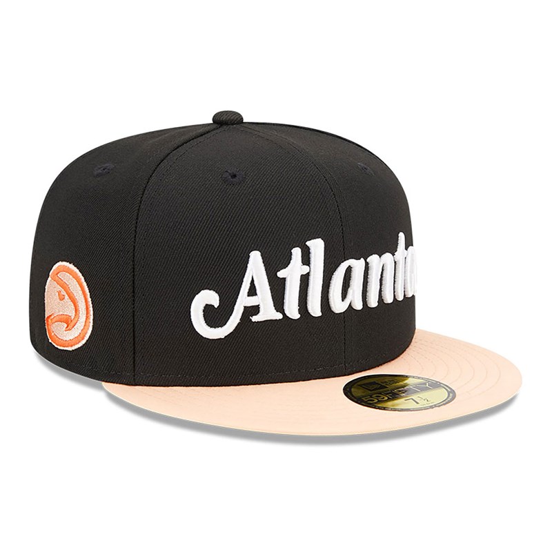 Black New Era Atlanta Hawks Authentics City Edition Fitted Cap 59fifty | BJNM45280