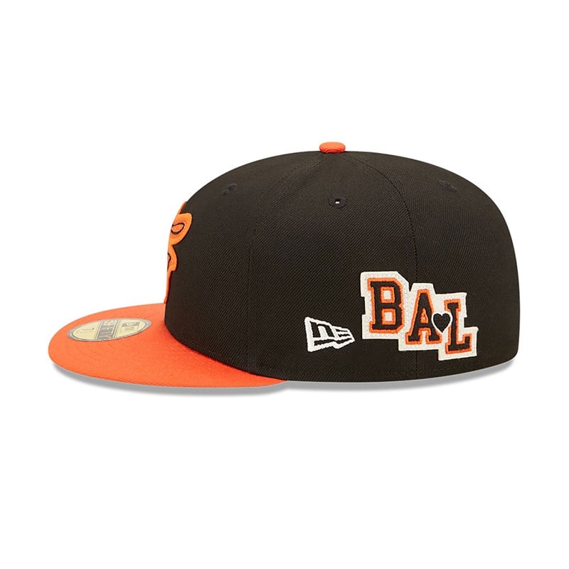 Black New Era Baltimore Orioles Ne Letterman Fitted Cap 59fifty | BILP40365