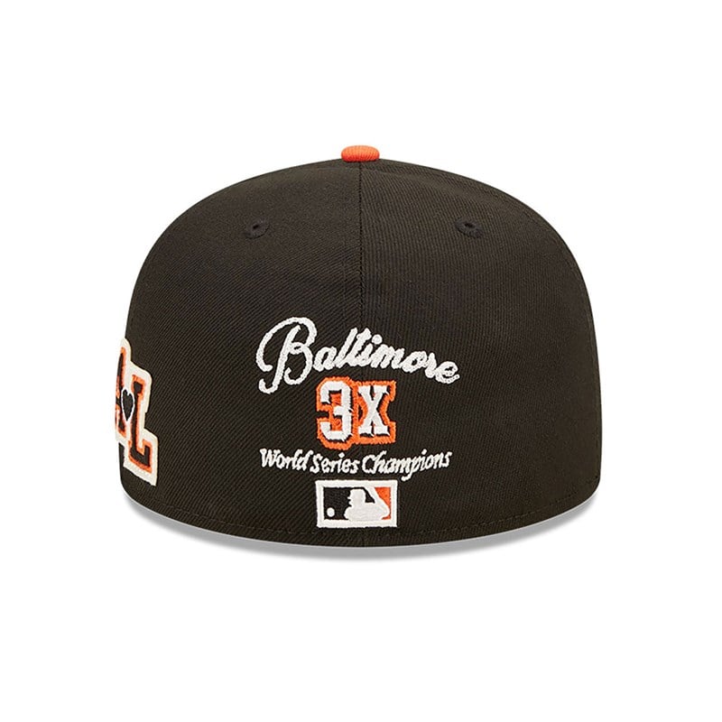 Black New Era Baltimore Orioles Ne Letterman Fitted Cap 59fifty | BILP40365