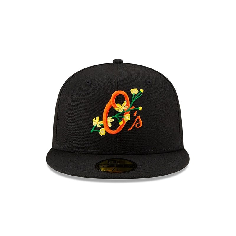 Black New Era Baltimore Orioles Side Patch Bloom Fitted Cap 59fifty | NVDM95728