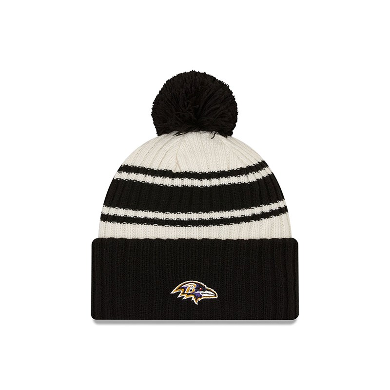 Black New Era Baltimore Ravens NFL Sideline Beanie Hat Knit | KILN59782