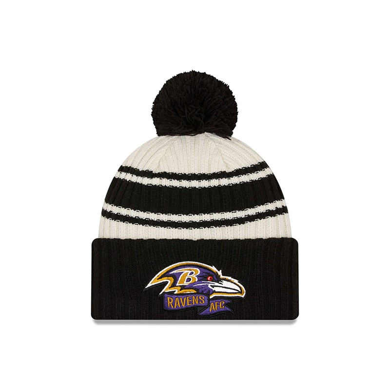 Black New Era Baltimore Ravens NFL Sideline Beanie Hat Knit | KILN59782