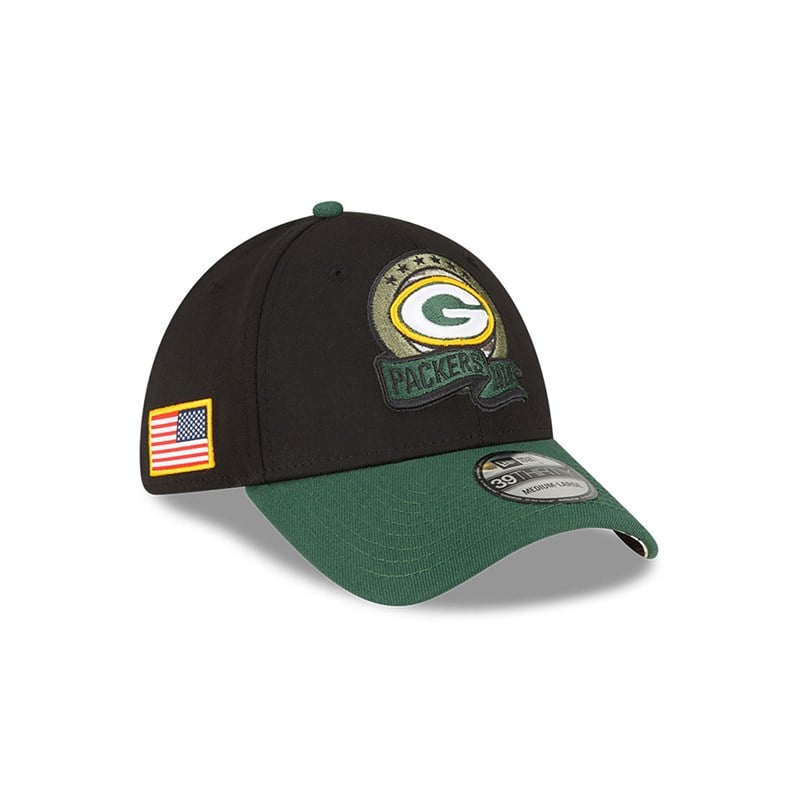 Black New Era Bay Packers NFL Salute To Service Stretch Fit Cap 39thirty | ADSR43879