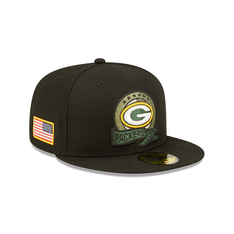 Black New Era Bay Packers NFL Salute To Service Fitted Cap 59fifty | GUOB78139