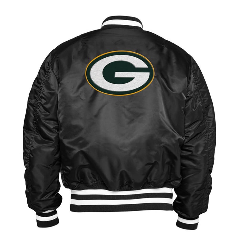 Black New Era Bay Packers X Alpha Industries Reversible Bomber Jacket | PJCF03658