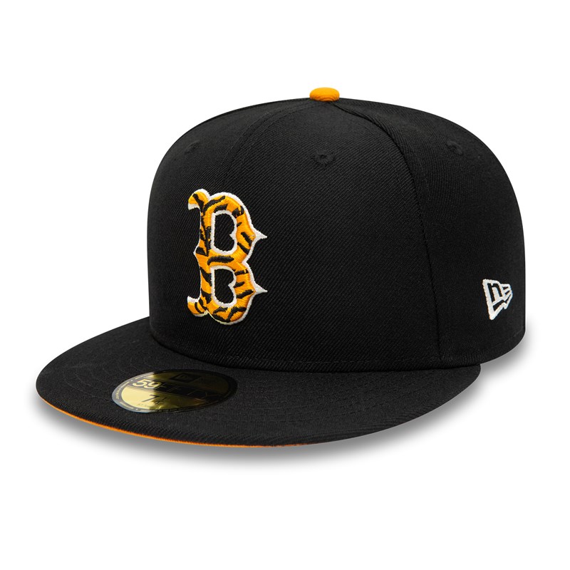 Black New Era Boston Sox Tiger Fill Fitted Cap 59fifty | CNFA89653