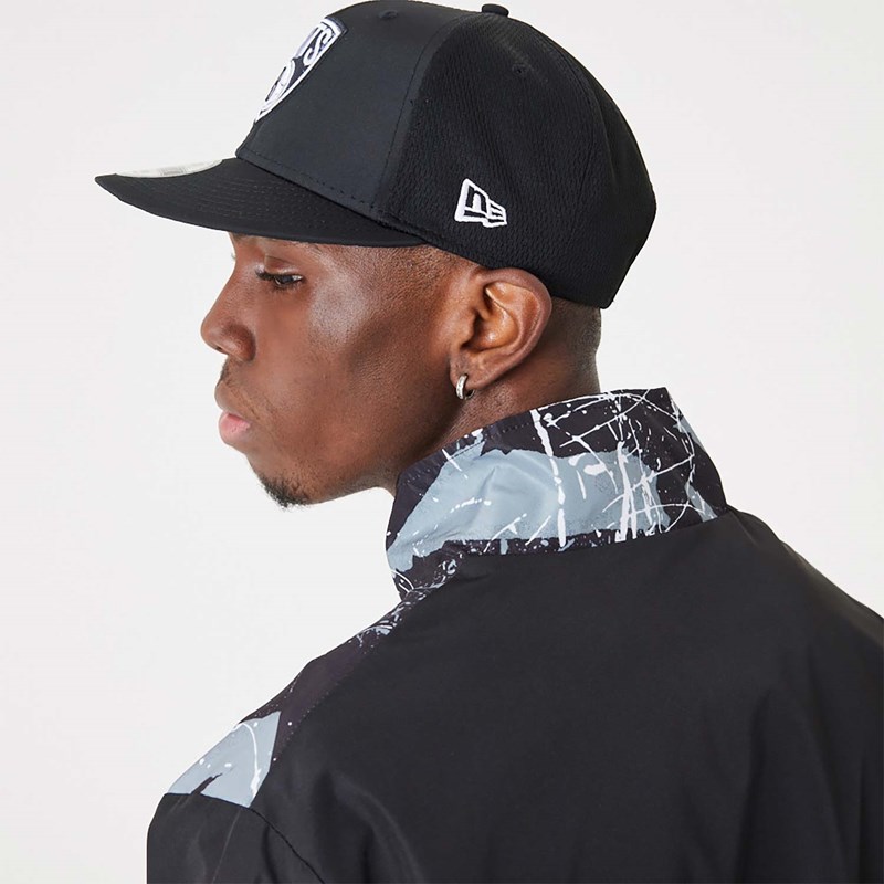 Black New Era Brooklyn Nets NBA All Over Print Track Jacket | DRJU37894