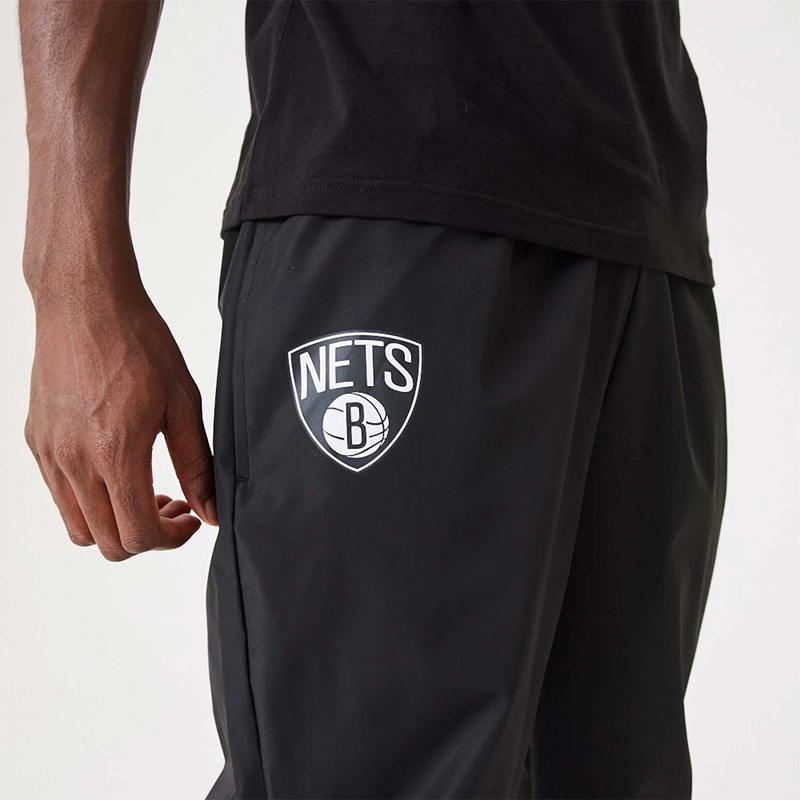 Black New Era Brooklyn Nets NBA All Over Print Panel Joggers | XQAS49857