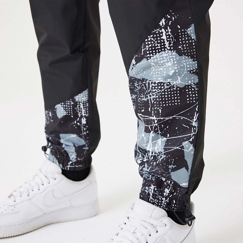 Black New Era Brooklyn Nets NBA All Over Print Panel Joggers | XQAS49857