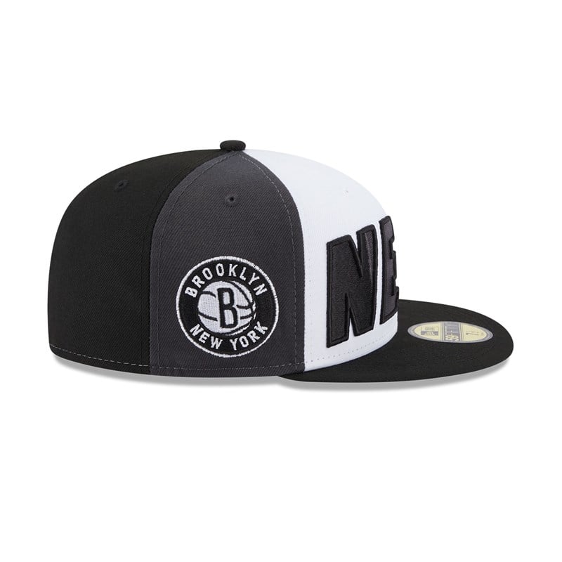 Black New Era Brooklyn Nets NBA Back Half Fitted Cap 59fifty | KNDP21476