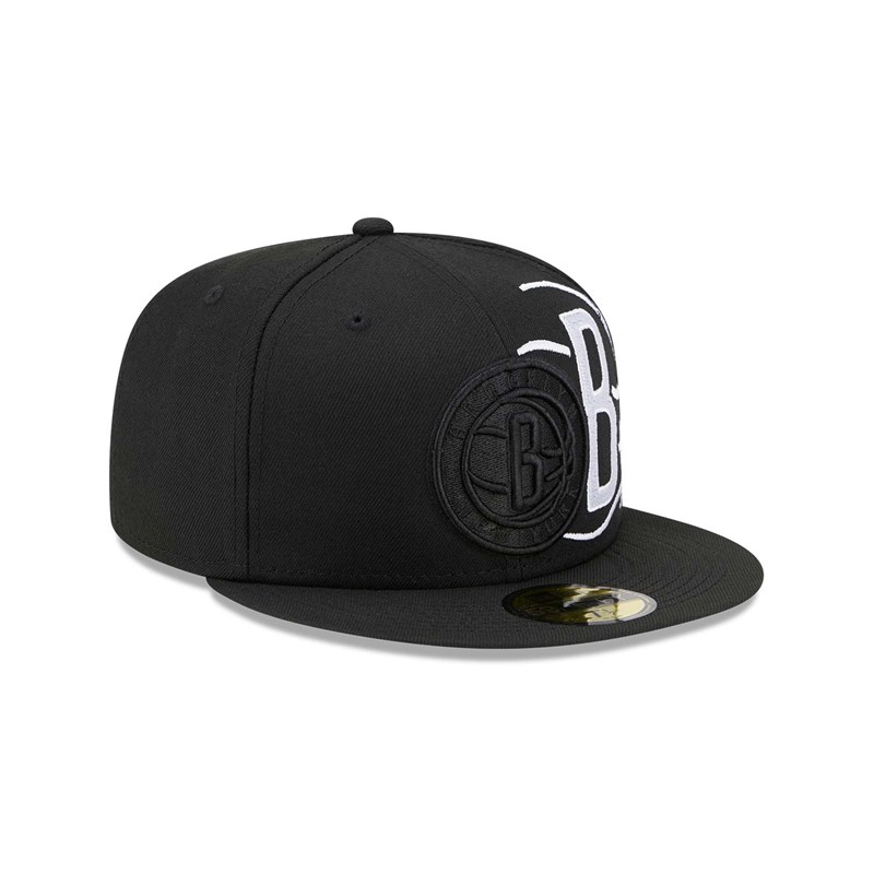 Black New Era Brooklyn Nets NBA Elements Fitted Cap 59fifty | VCZO23046