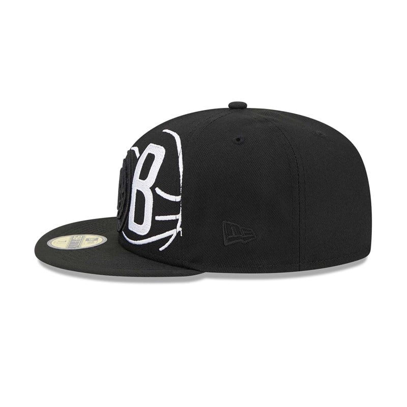 Black New Era Brooklyn Nets NBA Elements Fitted Cap 59fifty | VCZO23046