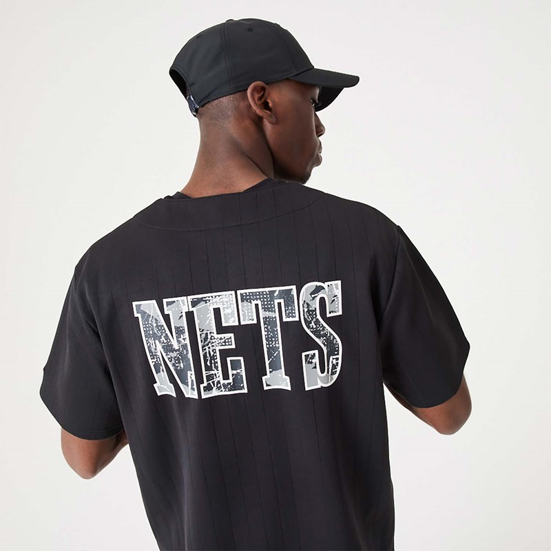 Black New Era Brooklyn Nets NBA Infill Team Logo Jersey T-Shirt | LDMZ07261