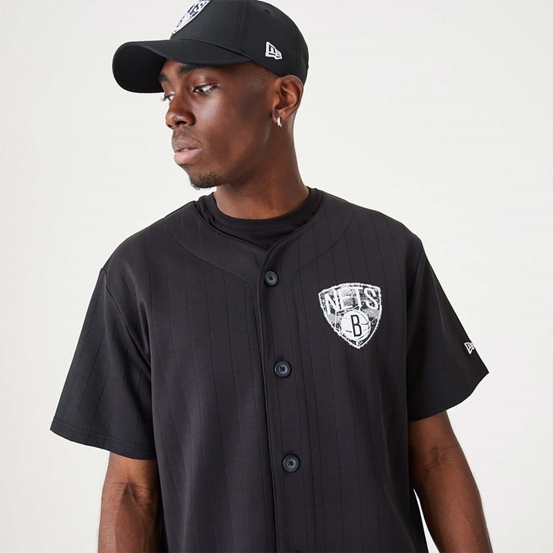 Black New Era Brooklyn Nets NBA Infill Team Logo Jersey T-Shirt | LDMZ07261