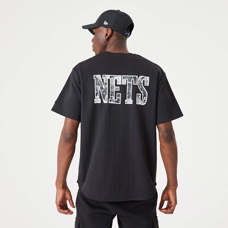 Black New Era Brooklyn Nets NBA Infill Team Logo Jersey T-Shirt | LDMZ07261