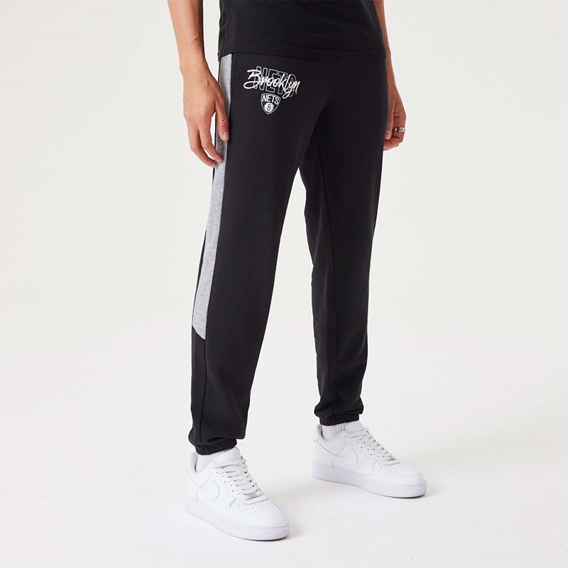 Black New Era Brooklyn Nets NBA Script Joggers | EYQJ62508