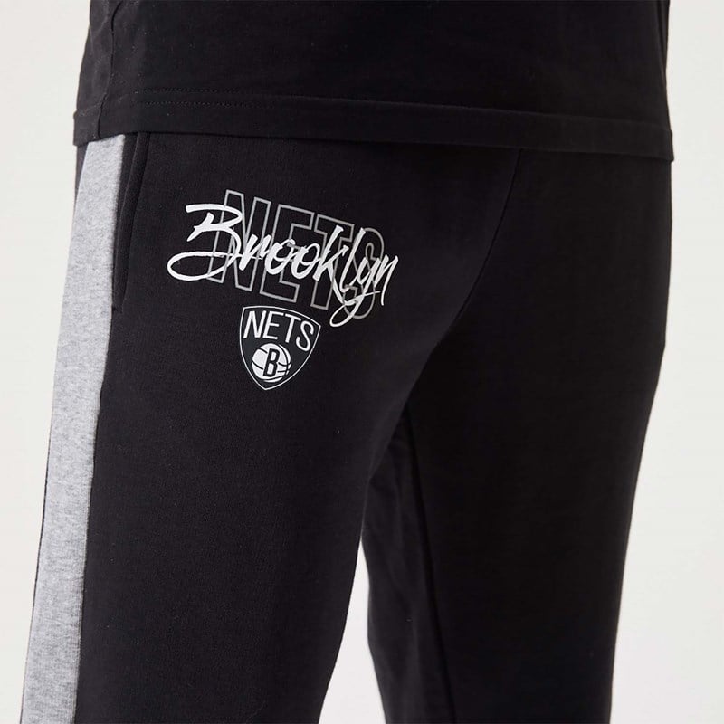 Black New Era Brooklyn Nets NBA Script Joggers | EYQJ62508