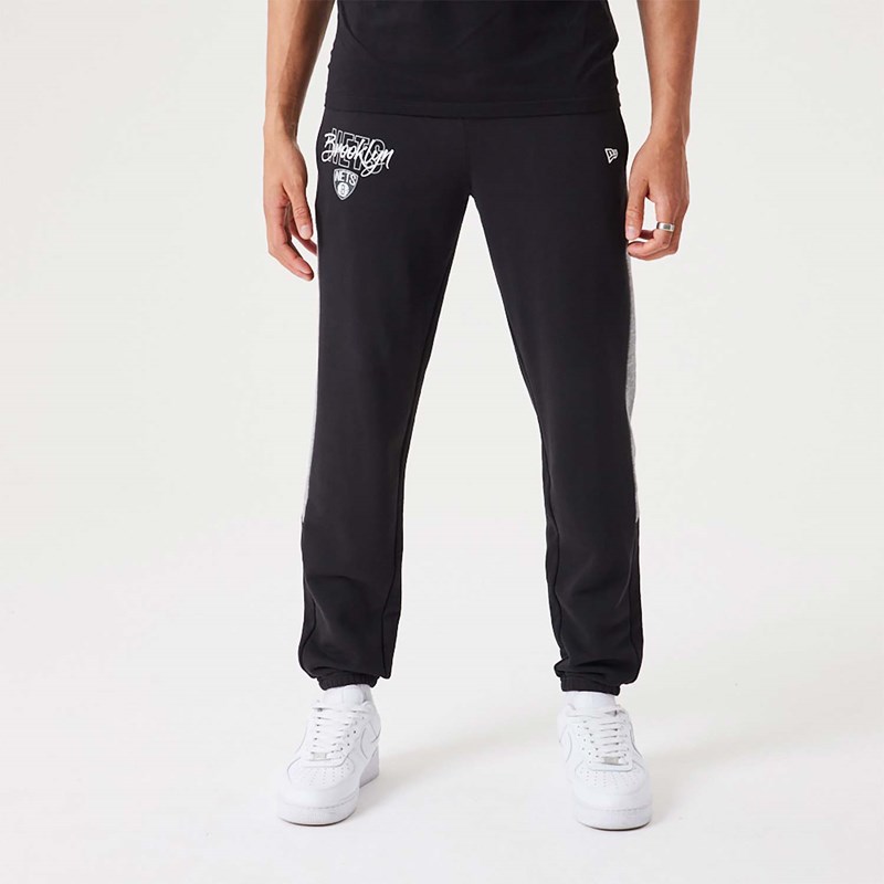 Black New Era Brooklyn Nets NBA Script Joggers | EYQJ62508