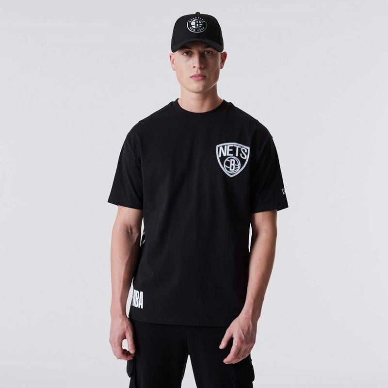 Black New Era Brooklyn Nets Neon Oversized T-Shirt | MYLX27953