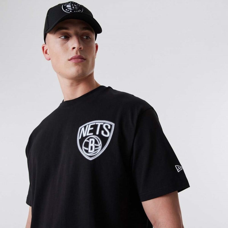 Black New Era Brooklyn Nets Neon Oversized T-Shirt | MYLX27953