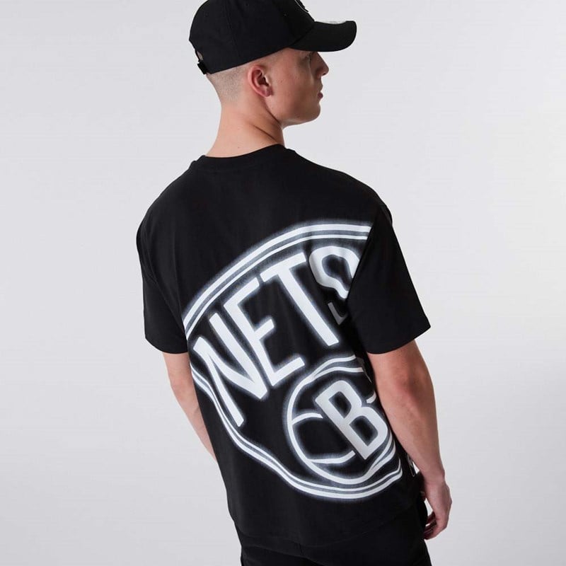 Black New Era Brooklyn Nets Neon Oversized T-Shirt | MYLX27953