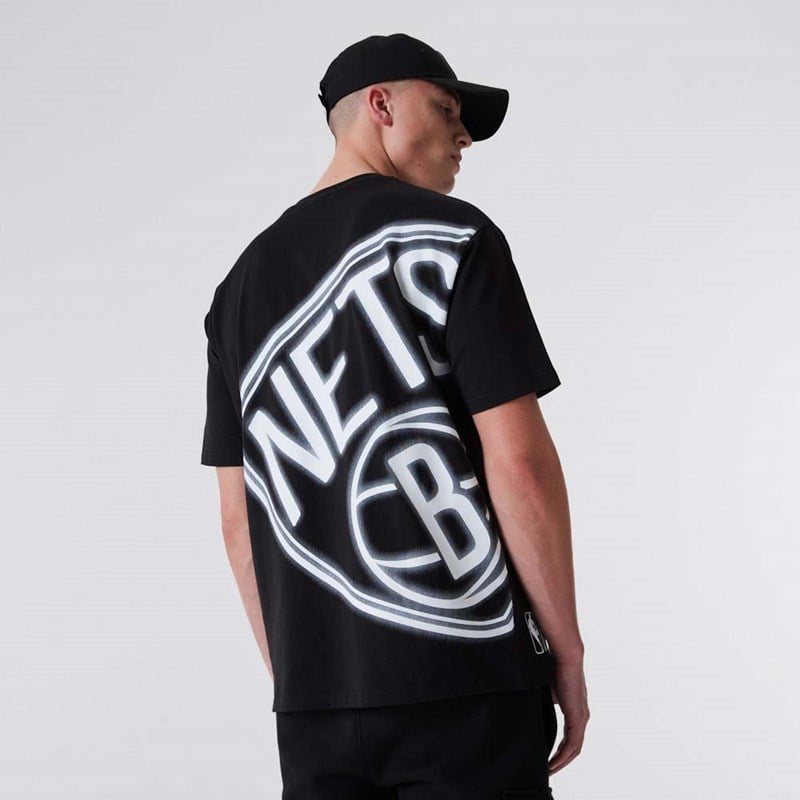 Black New Era Brooklyn Nets Neon Oversized T-Shirt | MYLX27953