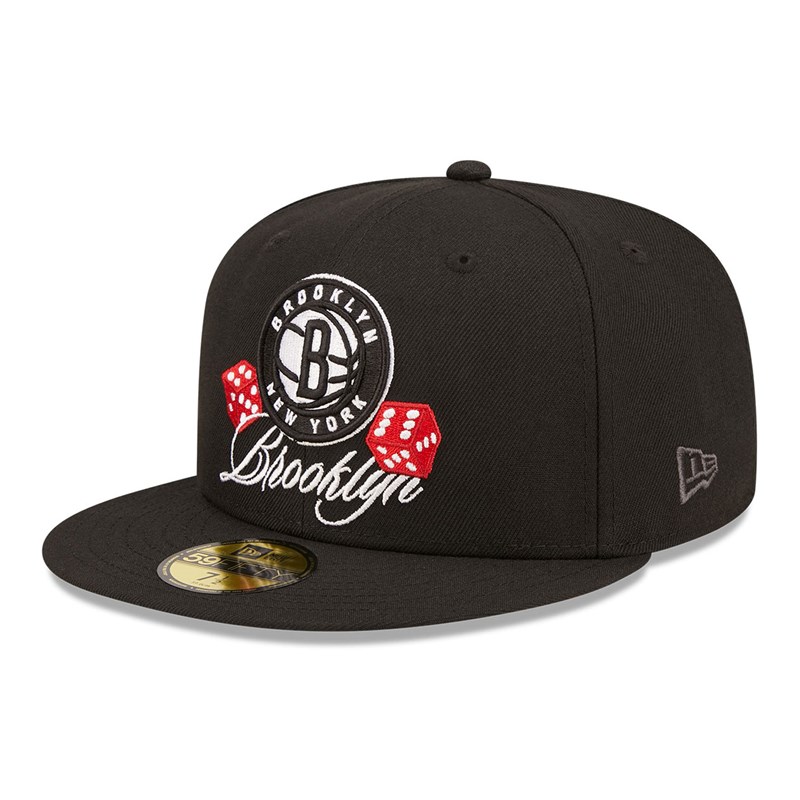 Black New Era Brooklyn Nets Roller Fitted Cap 59fifty | RGAN90758