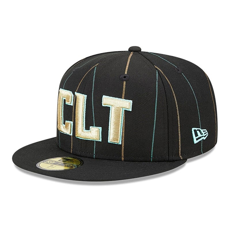 Black New Era Charlotte Hornets Authentics City Edition Fitted Cap 59fifty | RCXM76485