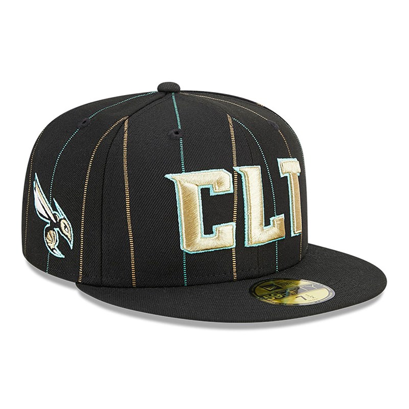 Black New Era Charlotte Hornets Authentics City Edition Fitted Cap 59fifty | RCXM76485