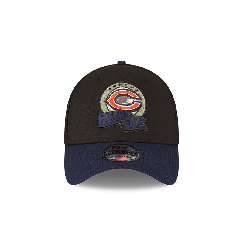 Black New Era Chicago Bears NFL Salute To Service Stretch Fit Cap 39thirty | GYLU07941