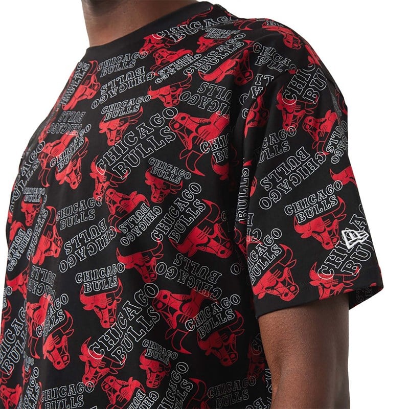 Black New Era Chicago Bulls Logo Print Oversized T-Shirt | ODPH25840