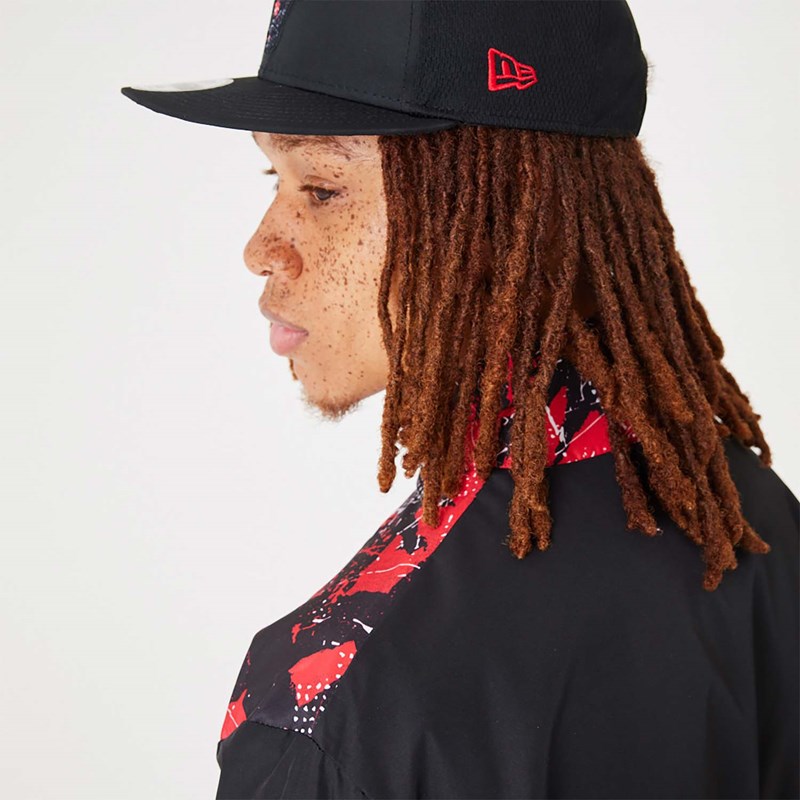 Black New Era Chicago Bulls NBA All Over Print Track Jacket | HERL58143