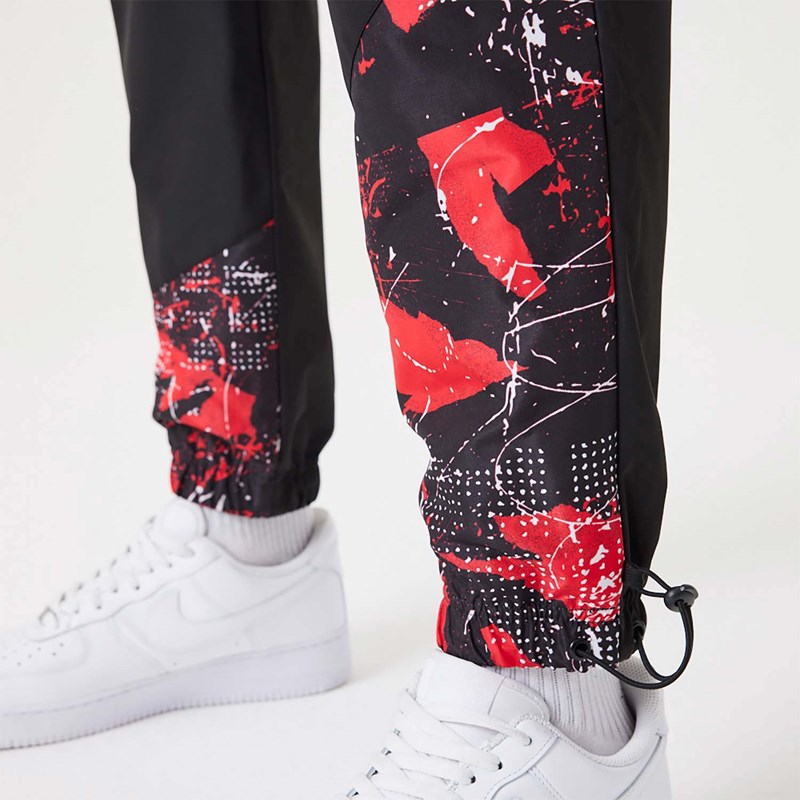 Black New Era Chicago Bulls NBA All Over Print Panel Joggers | TSYU28465