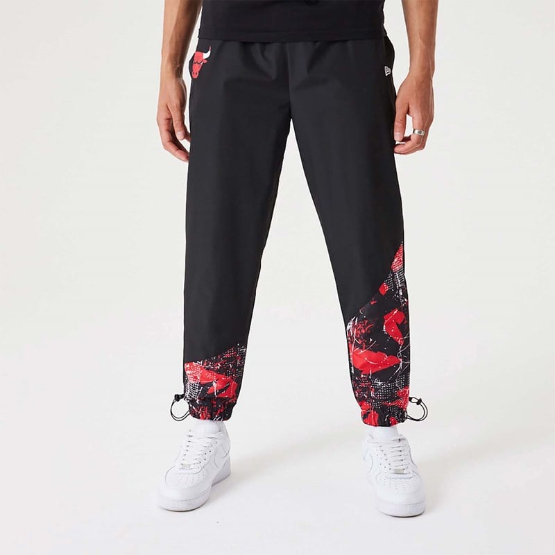 Black New Era Chicago Bulls NBA All Over Print Panel Joggers | TSYU28465