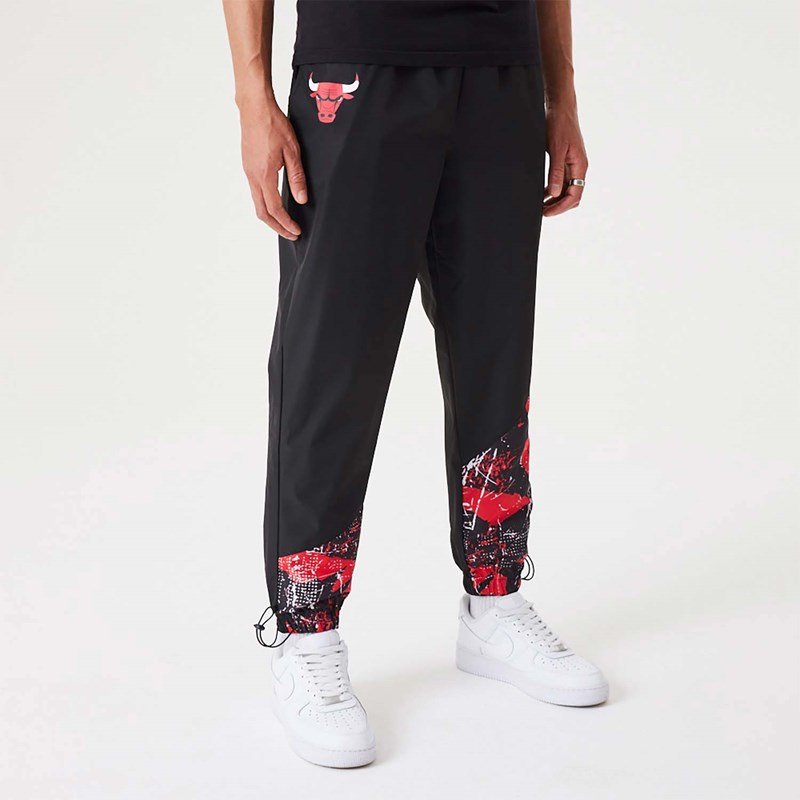 Black New Era Chicago Bulls NBA All Over Print Panel Joggers | TSYU28465