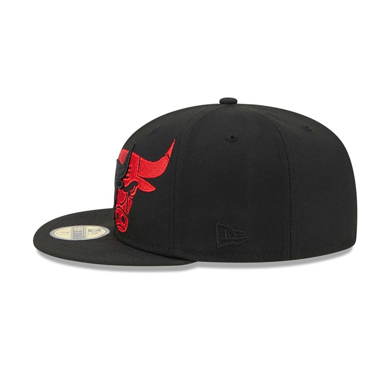 Black New Era Chicago Bulls NBA Elements Fitted Cap 59fifty | TZUF32495