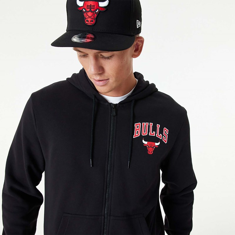 Black New Era Chicago Bulls NBA Essentials Full-zip Hoodie | WFQN47596