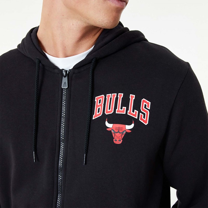 Black New Era Chicago Bulls NBA Essentials Full-zip Hoodie | WFQN47596