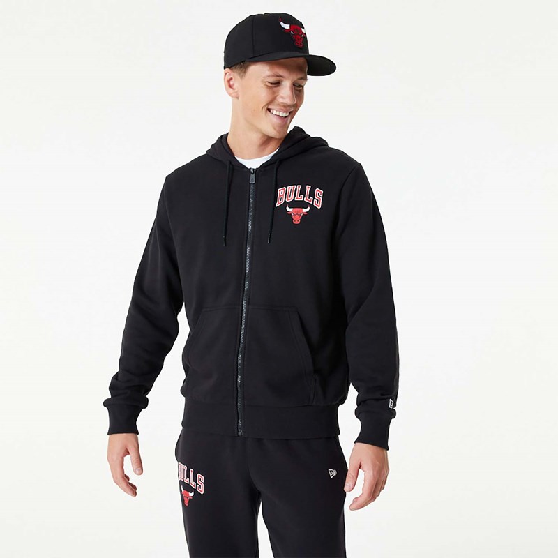 Black New Era Chicago Bulls NBA Essentials Full-zip Hoodie | WFQN47596