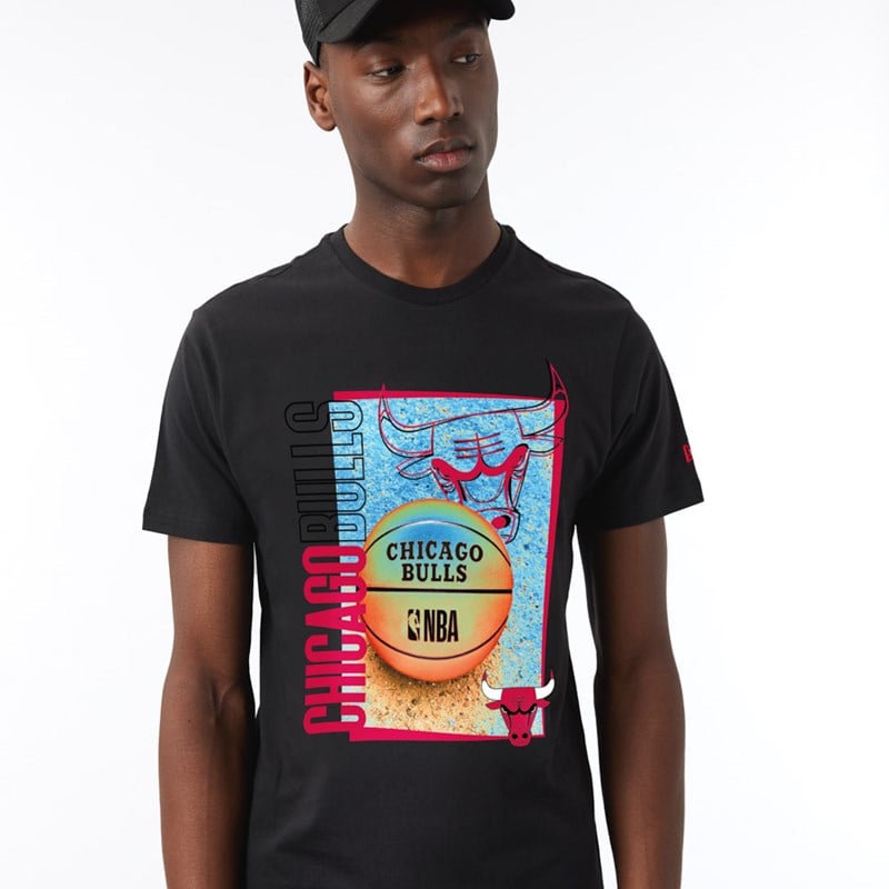 Black New Era Chicago Bulls NBA Hoop Graphic T-Shirt | KFDH89342