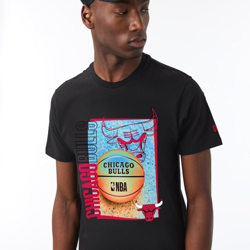 Black New Era Chicago Bulls NBA Hoop Graphic T-Shirt | KFDH89342