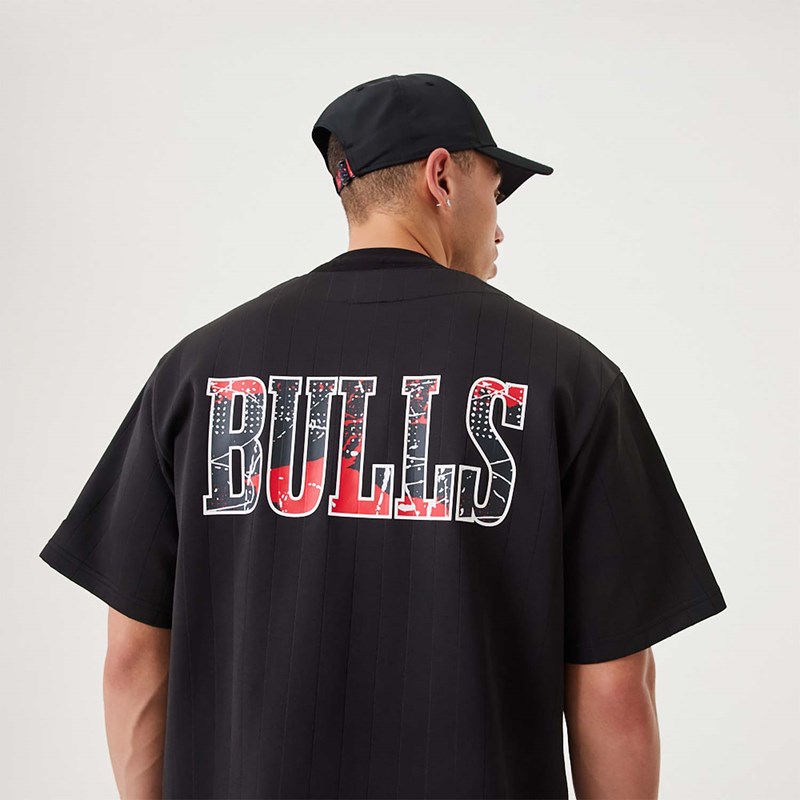 Black New Era Chicago Bulls NBA Infill Team Logo Jersey T-Shirt | YNVZ31048