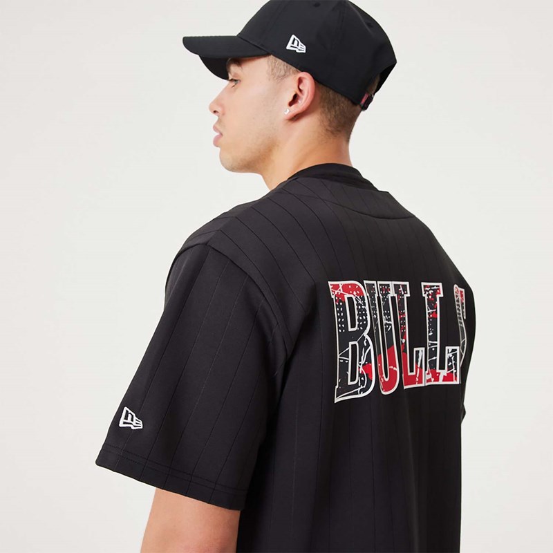 Black New Era Chicago Bulls NBA Infill Team Logo Jersey T-Shirt | YNVZ31048