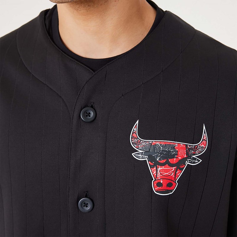 Black New Era Chicago Bulls NBA Infill Team Logo Jersey T-Shirt | YNVZ31048