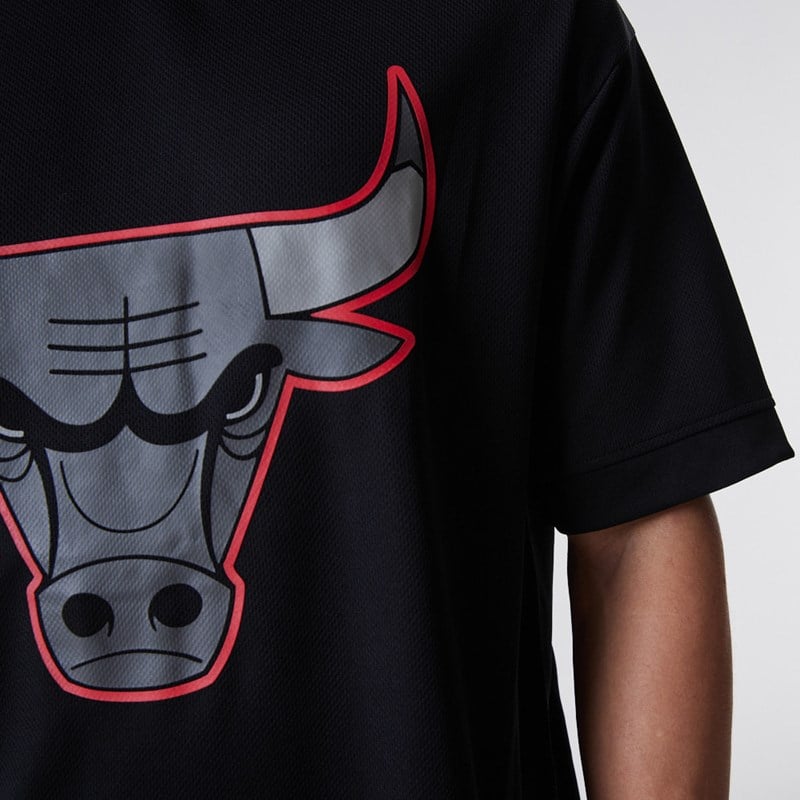 Black New Era Chicago Bulls NBA Outline Mesh T-Shirt | HINB43085