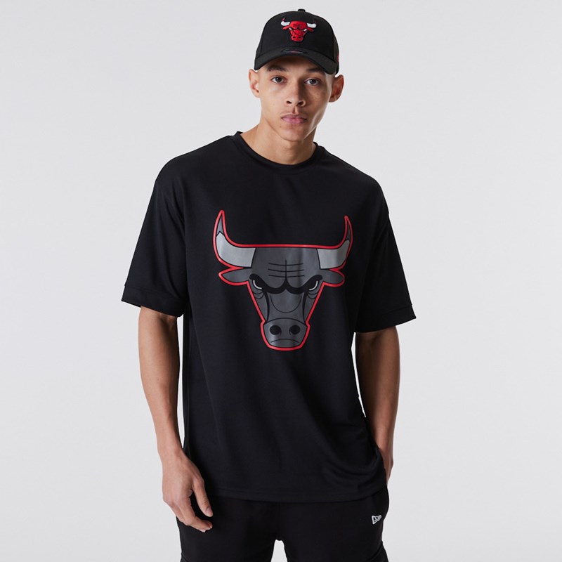 Black New Era Chicago Bulls NBA Outline Mesh T-Shirt | HINB43085