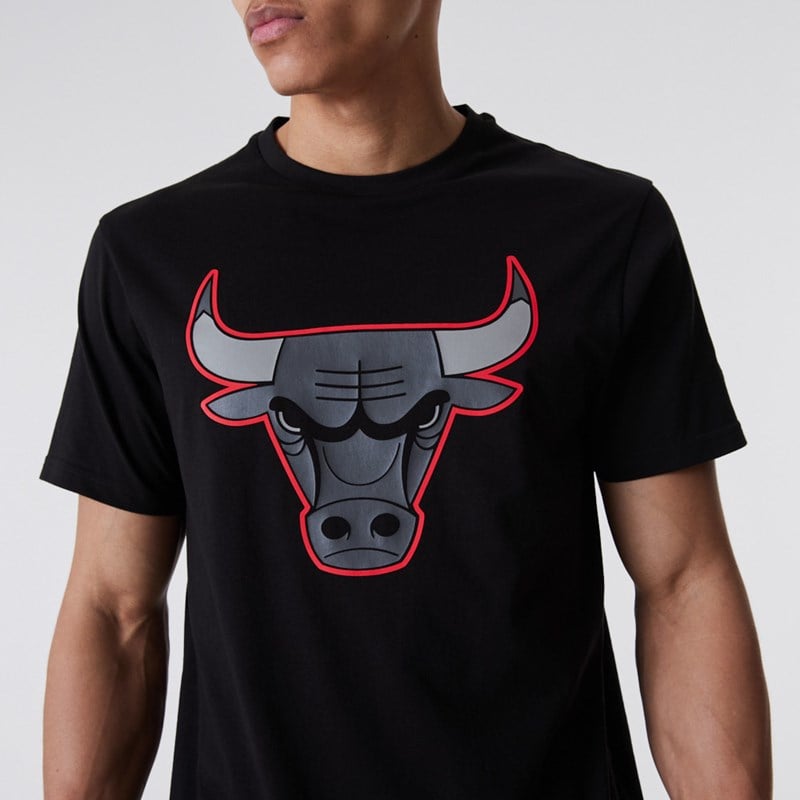 Black New Era Chicago Bulls NBA Outline Logo T-Shirt | LIMC31820